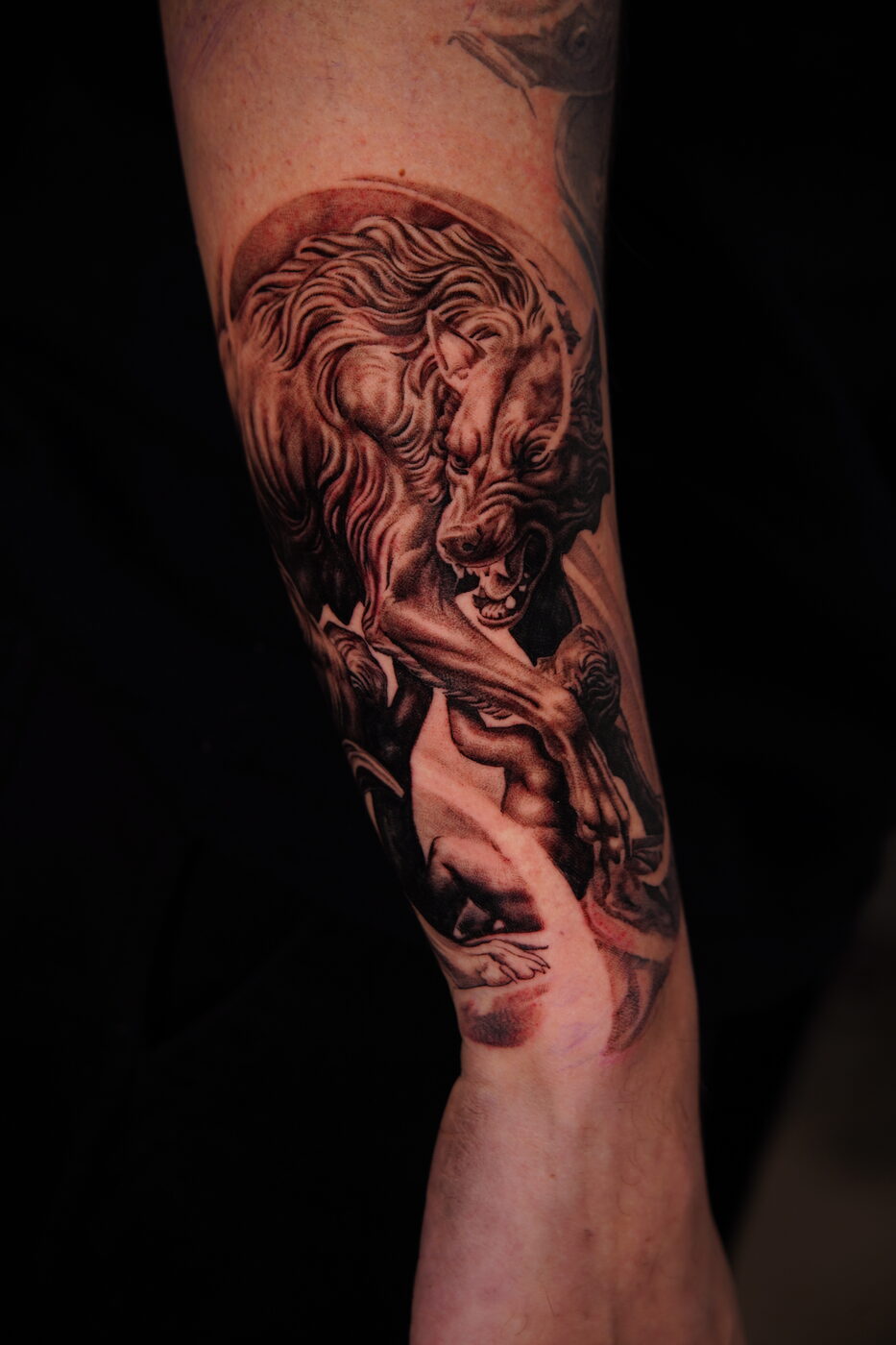 Black and grey abstract realism tattoo by Zackel