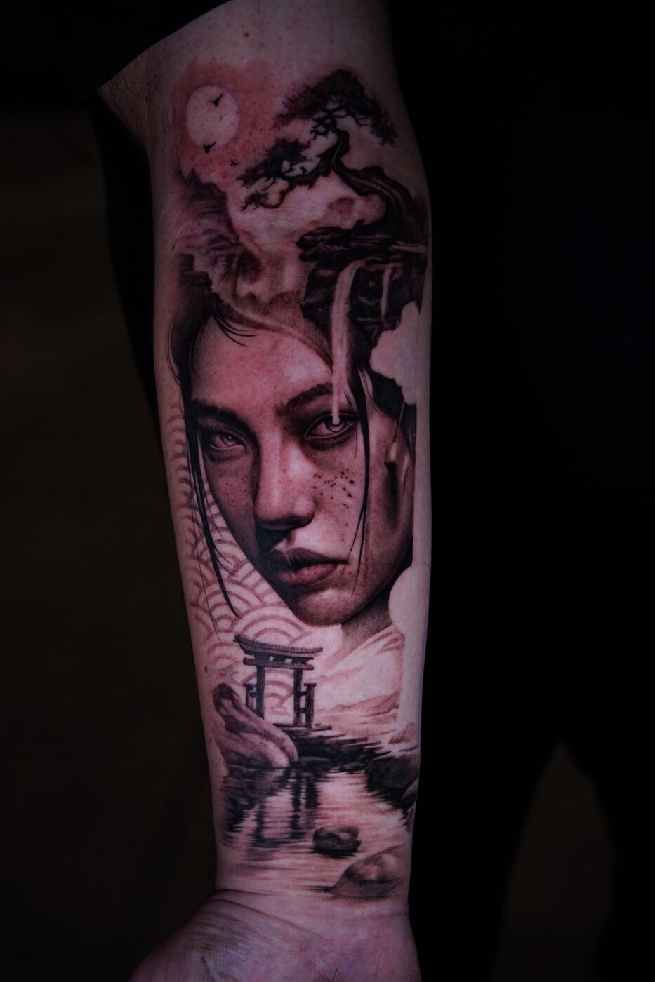 Black and grey abstract realism tattoo by Zackel